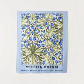 Moderne William Morris Blauwe Bloem Bladeren Wandkleed (Voorkant)