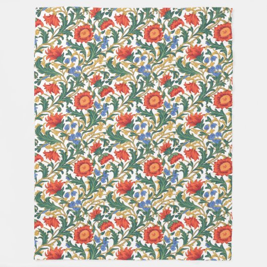 Moderne William Morris stijl rijke botanische moti Fleece Deken (Voorkant)