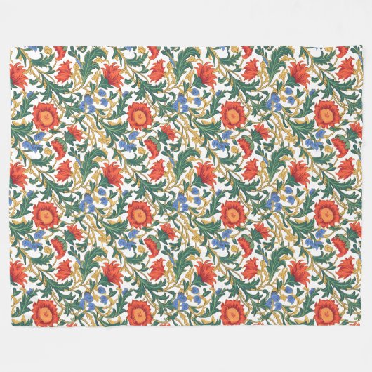 Moderne William Morris stijl rijke botanische moti Fleece Deken (Voorkant (Horizontaal))
