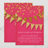 Moderne wimpel Banner GoldGlitter Confetti Roze Kaart (Voorkant / Achterkant)