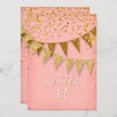 Moderne wimpel met glitters vallende confetti kaart (Voorkant / Achterkant)