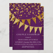 Moderne wimpel met glitters vallende confetti kaart (Voorkant / Achterkant)