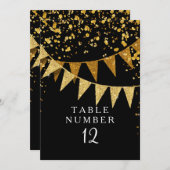 Moderne wimpel met glitters vallende confetti kaart (Voorkant / Achterkant)