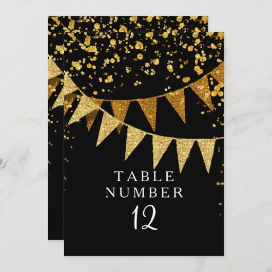 Moderne wimpel met glitters vallende confetti kaart (Voorkant / Achterkant)