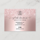 Moderne wimpernazorg roos gouden glitter metallic visitekaartje (Achterkant)