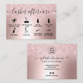 Moderne wimpernazorg roos gouden glitter metallic visitekaartje (Voorkant / Achterkant)