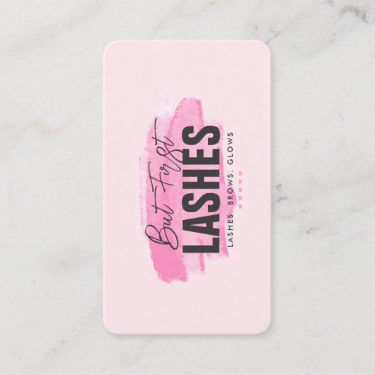 Moderne wimpers make-up artiest monogram roze visitekaartje (Voorkant)