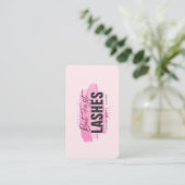 Moderne wimpers make-up artiest monogram roze visitekaartje (Staand voorkant)