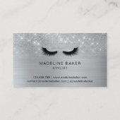 Moderne wimpers make-up zilveren glitter wimpers visitekaartje (Achterkant)