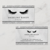 Moderne wimpers make-up zilveren glitter wimpers visitekaartje (Voorkant / Achterkant)