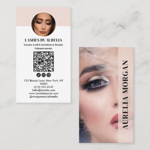 Moderne Wimpers Qr Code Foto Blush Roze Visitekaartje