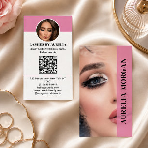 Moderne Wimpers Qr Code Foto Meisjesachtig Roze Visitekaartje