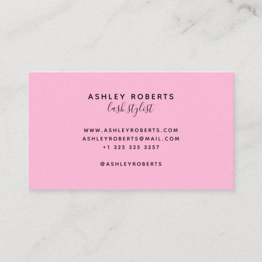 Moderne wimperstyliste rood roze visitekaartje (Achterkant)