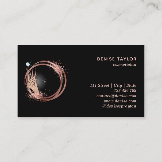 Moderne wimpertechnicus vrouw hand glinsteren visitekaartje (Achterkant)