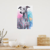 Moderne windhond in Abstracte Waterverf Custom Poster (Keuken)