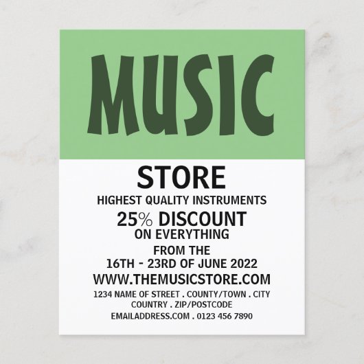 Moderne winkel voor muziekinstrumenten flyer (Voorkant)