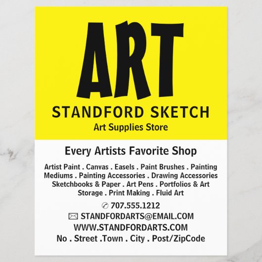 Moderne winkel voor veeleisende kunstartikelen flyer (Voorkant)