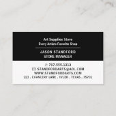 Moderne winkel voor veeleisende kunstartikelen visitekaartje (Achterkant)