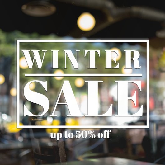 Moderne winkelraam winteruitverkoop raamsticker
