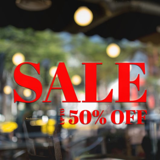 Moderne winkelruit Sale Afkorting Window Cling Raamsticker