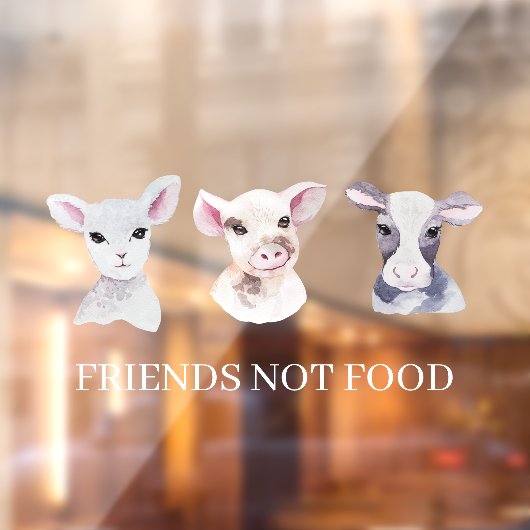 Moderne winkelruit vegan | Vrienden geen voedsel Raamsticker (Vel 2)