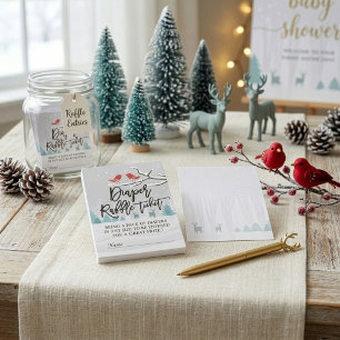 Moderne Winter Baby Shower Luier Raffle Ticket Informatiekaartje