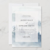 Moderne Winter Blauw Minimalistische Huwelijk Kaart (Voorkant)