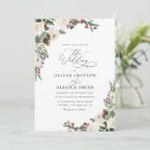 moderne winter bloem bruiloft kaart (Staand voorkant)