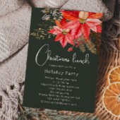 Moderne Winter Bloemen Kerstlunch Kaart