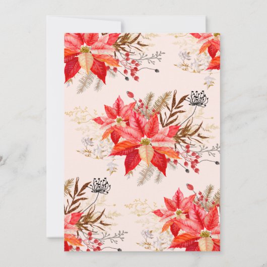 Moderne Winter Bloemen Kerstlunch Kaart (Achterkant)