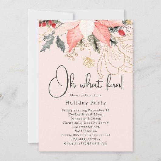 Moderne Winter Bloemen Kerstmis Oh Wat een leuk fe Kaart (Voorkant)