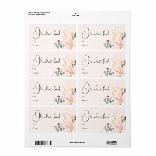 Moderne Winter Bloemen Oh Wat Leuk Rechthoekig Cad Etiket (Full Sheet)