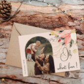 Moderne Winter Bloemen Roze Oh Wat leuk Een Foto Feestdagenkaart