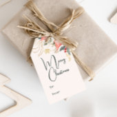 Moderne Winter Bloemen Vrolijk Kerstfeest van en n Cadeaulabel