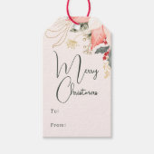 Moderne Winter Bloemen Vrolijk Kerstfeest van en n Cadeaulabel (Voorkant)