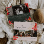 Moderne Winter Bloemen Vrolijk Kerstfeest Vijf Fot Feestdagenkaart<br><div class="desc">Deze moderne winterbloemige vrolijke kerstkaart met vijf foto's heeft een grillig en elegant ontwerp met levendige waterverf-afbeeldingen van rode en roze poinsettia's en delicaat wintergroen. Met chique botanische elementen zoals dennen-, hulst- en winterbessen, voegt het kleurrijke palet van de kaart, inclusief stoffig roos en gouden accenten, een boho-touch toe aan...</div>