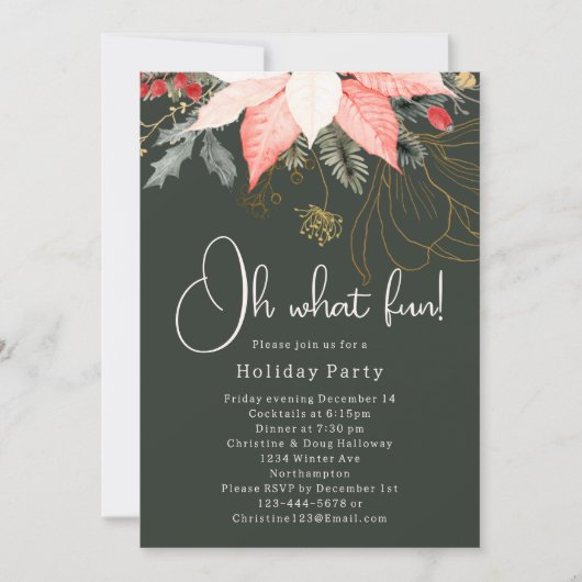 Moderne winter bloemenkerst Oh wat leuk! Feest Kaart (Voorkant)