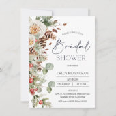 Moderne Winter Bloemige Dennenkegel Bruidsdouche Kaart (Voorkant)