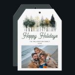 Moderne Winter Bomen Kerstmis Foto Feestdagenkaart<br><div class="desc">Moderne Waterverf Stijl Winterbomen Kerstmis Foto Vakantie Kaart</div>