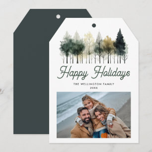 Moderne Winter Bomen Kerstmis Foto Feestdagenkaart