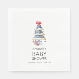 Moderne Winter Boog Kerstboom Baby Shower Servet