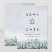 Moderne Winter Bos Bruiloft Save the Date (Voorkant / Achterkant)