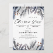 Moderne Winter Botanicals Corporate Holiday Party Kaart (Voorkant)