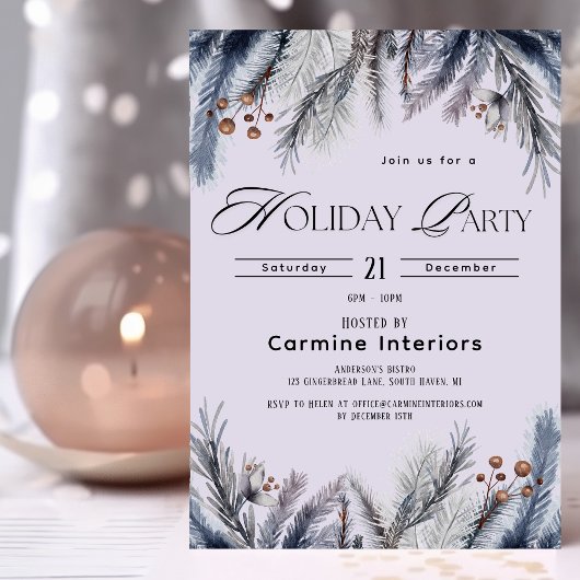 Moderne Winter Botanicals Corporate Holiday Party Kaart