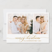 Moderne Winter Botanische 2 Fotocollage Kerstmis Feestdagenkaart (Voorkant)