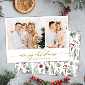 Moderne Winter Botanische 2 Fotocollage Kerstmis Feestdagenkaart