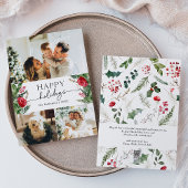 Moderne Winter Botanische Aangepaste Bericht Foto Feestdagenkaart