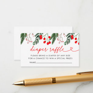 Moderne Winter Christmas Baby shower Luier Raffle Informatiekaartje