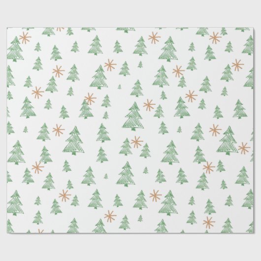Moderne Winter Dennenboom Ster Cadeaupapier (Vlak)