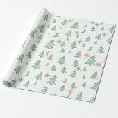 Moderne Winter Dennenboom Ster Cadeaupapier (Uitgerold)